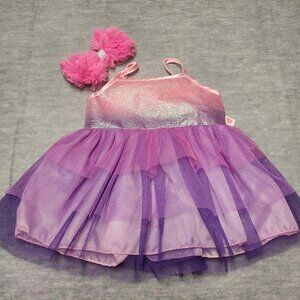 Build-a-Bear Pink and Purple Dress Plus Pink Bow